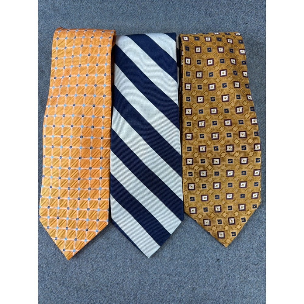 Jos. A. Bank Necktie Set of 3 100% Silk Multi‎ Color Silk Striped Geometric